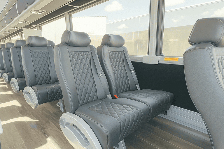 interior of Everett Minibus Company charter bus