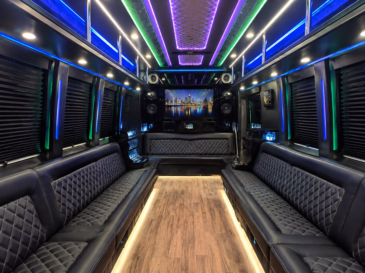 everett 25 passenger party bus interior