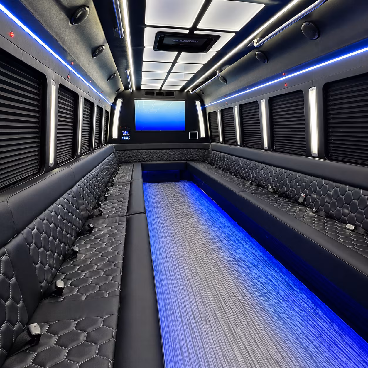 everett 50 passenger party bus inside
